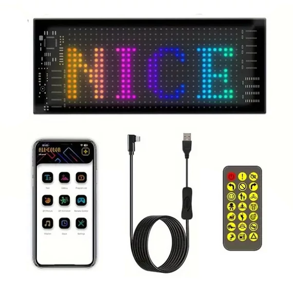 Matrix Pixel LED panel - 16x32 LED - 7x17cm - Bluetooth vezérlés - IP65 vízálló
