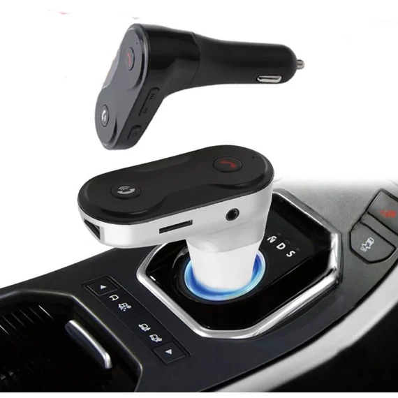 Bluetooth FM transmitter autóba - kihangosító - 1 USB - microSD - 12V-24V