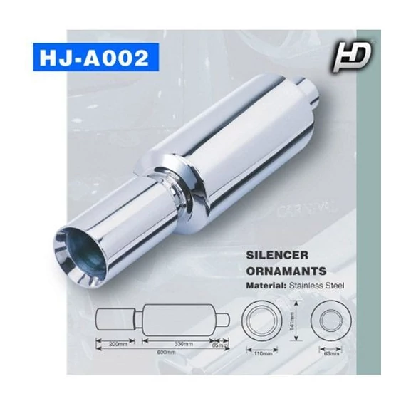 Sport kipufogódob rozsdamentes acél - 610mm - 60mm - 100mm