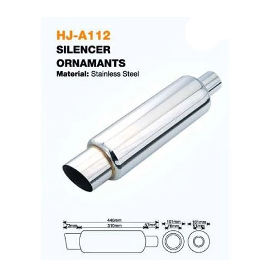 Kipufogódob rozsdamentes acél - hosszú kerek csapott vég