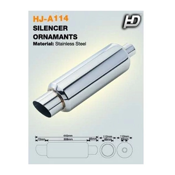 Kipufogódob rozsdamentes acél - kerek csapott vég 450 mm