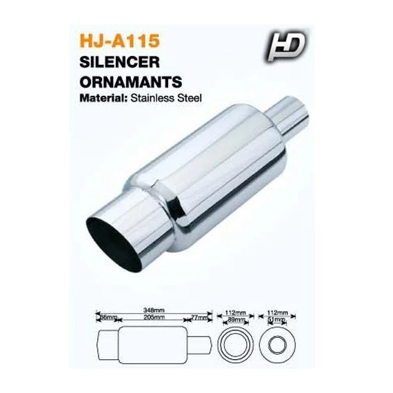 Kipufogódob rozsdamentes acél - kerek csapott vég 340 mm