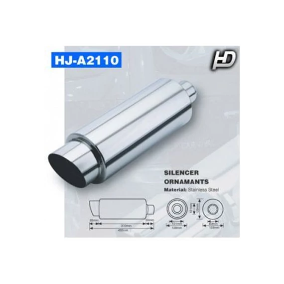 Kipufogódob rozsdamentes acél - kerek csapott vég 440 mm