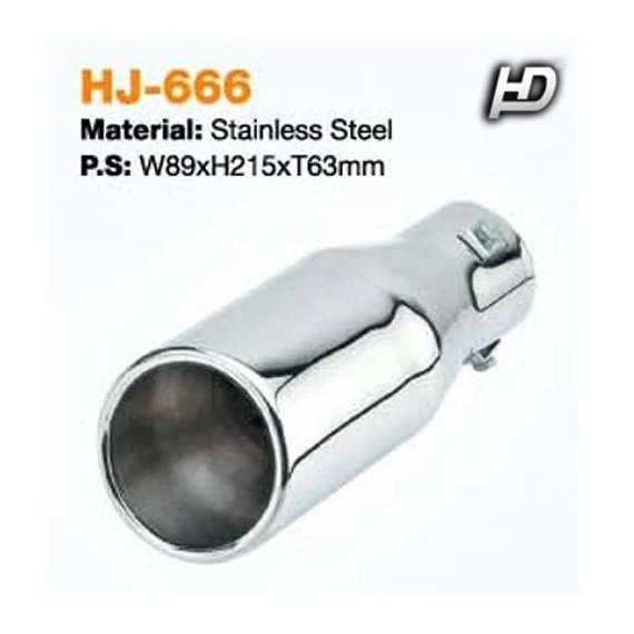 Kipufogóvég kerek csapott - rozsdamentes acél - 90mm - 210mm - 35-65mm