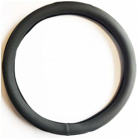 Műbőr szellőző kormányvédő - fekete/szürke - 36-38cm - univerzális