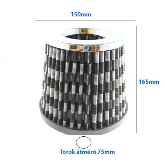 Direkt szűrő sport levegőszűrő karbon mintás - 75 mm