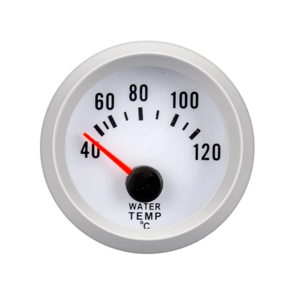 Autós vízhőmérséklet mérő 12V - 52mm - fehér számlap - kék LED