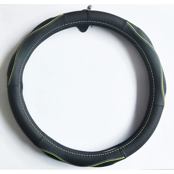 Valódi bőr kormányvédő - SPORT - fekete-zöld - 38 cm