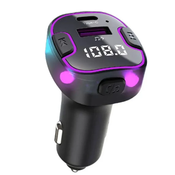 C49 Bluetooth kihangosító 5.3+EDR RGB FM transmitter 12/24V