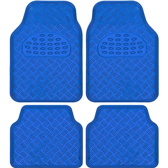 Alumíniumhatású univerzális gumiszőnyeg szett autóba 4 db – Kék