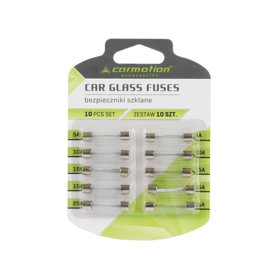 Autó biztosíték készlet - üveg biztosíték - vegyes amper