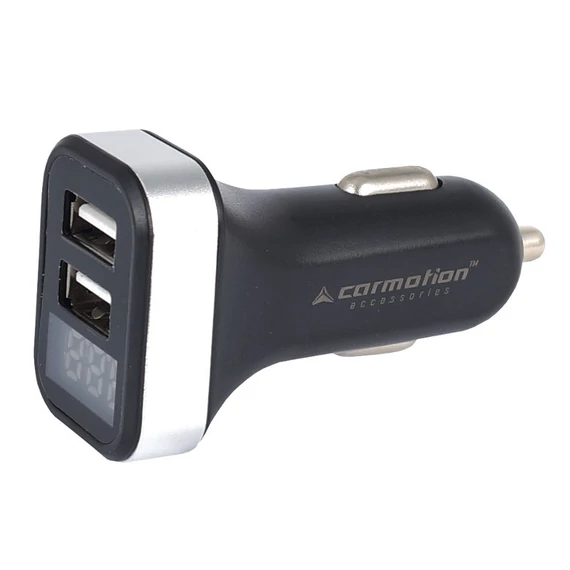 2x USB töltő, 2.1A, 12/24V-os szivargyújtó aljzathoz voltmérővel