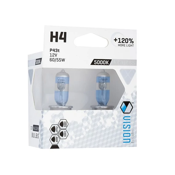 VISION H4 izzó szett 60/55W 12V +120% (2 db)