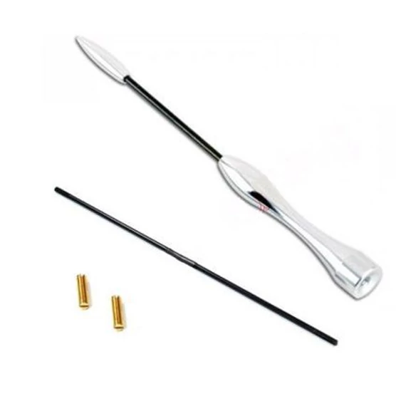Autó antenna szár - univerzális - 16 cm - ezüst-fekete