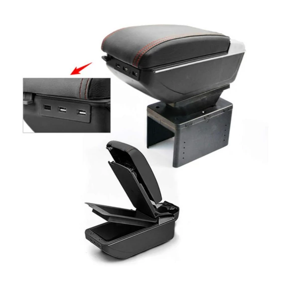 Gyári hatású műbőr univerzális könyöklő 7 USB porttal - állítható szélesség