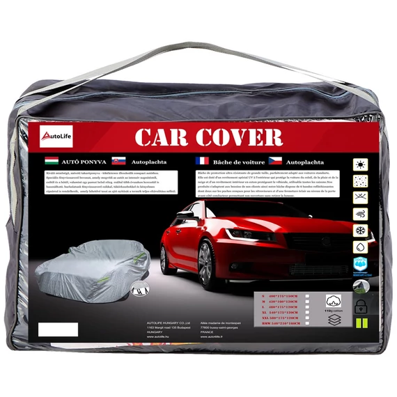 Autóponyva 3 rétegű - cipzározható - M méretű 110G Cotton