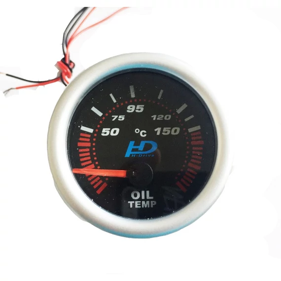 Autós olajhőmérséklet mérő 52mm - fekete számlap - fehér háttérvilágítás