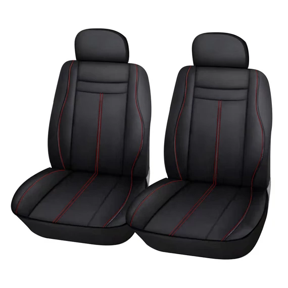 2 db-os műbőr üléshuzat – légzsákos – fekete/piros