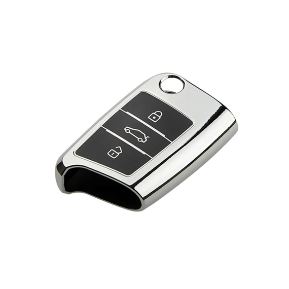 Autókulcs tok - VW Seat Skoda - chrome kulcsvédő