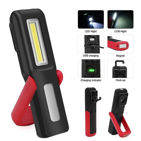 Hordozható COB LED munkalámpa - 1200mAh - mágneses