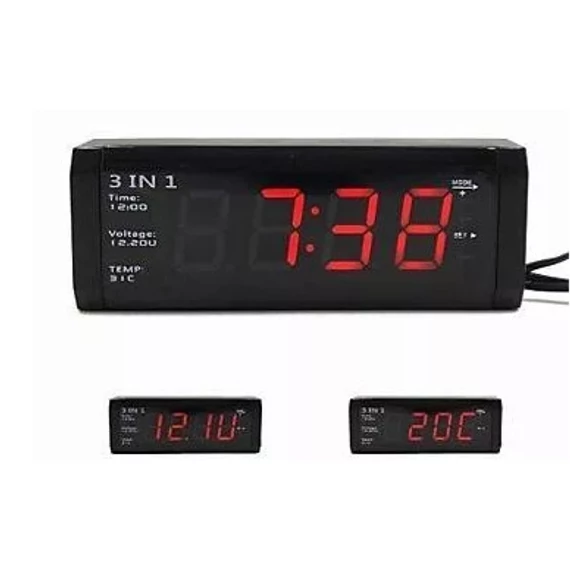 3in1 multifunkciós kijelző – voltmérő, óra, hőmérő