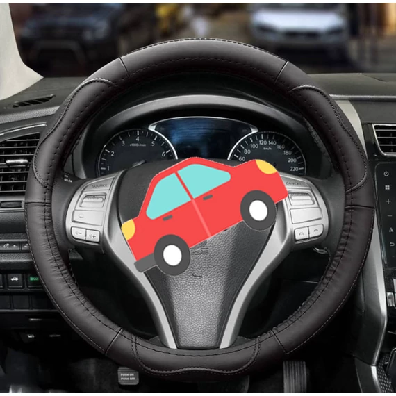 Teherautós valódi bőr kormányvédő - fekete - 39 cm