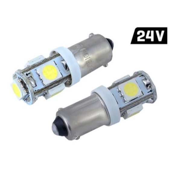 BA9S LED izzó 5SMD 24V fehér