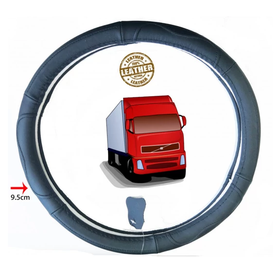 Teherautós valódi bőr kormányvédő - fekete - 45 cm