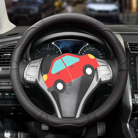 Valódi bőr kormányvédő - fekete - 38 cm