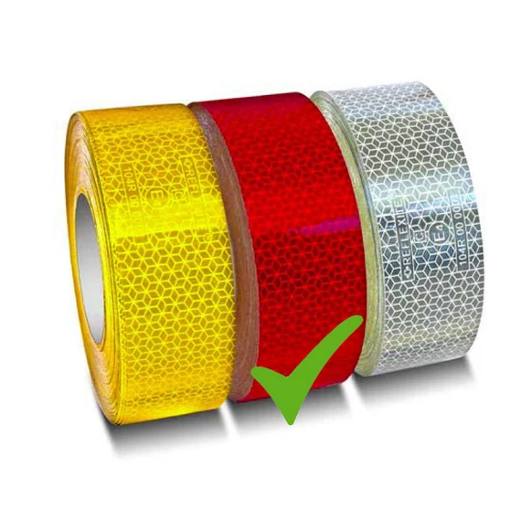 Fényvisszaverő szalag – “E” jeles – piros – 45 m × 5 cm