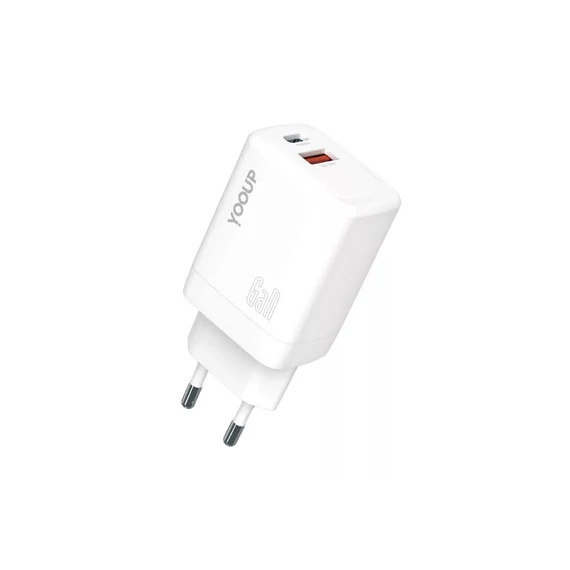 YOOUP dupla hálózati töltő - 45W - USB + Type-C