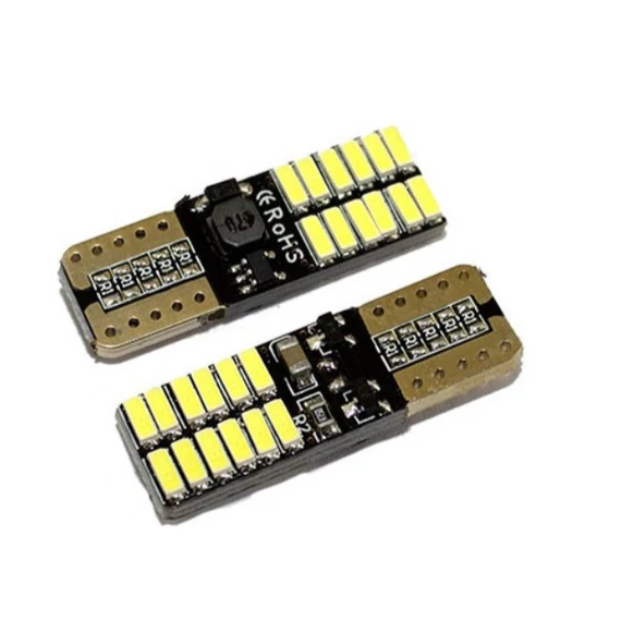 T10 W5W LED izzó – 4014 24SMD – fehér – CANBUS – 12/24V – 2 db