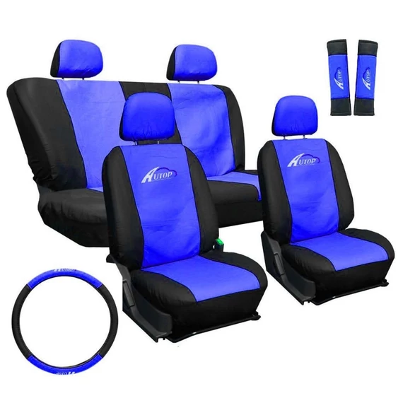 Univerzális üléshuzat szett - 11 részes - kék-fekete