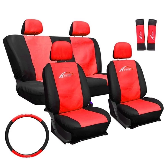 Univerzális üléshuzat szett - 11 részes - piros-fekete