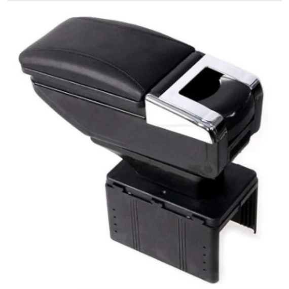 Gyári hatású műbőr univerzális könyöklő - piros varrás - pohártartóval