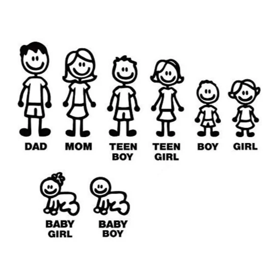 Családi matrica szett - 25x20cm - autóra - univerzális