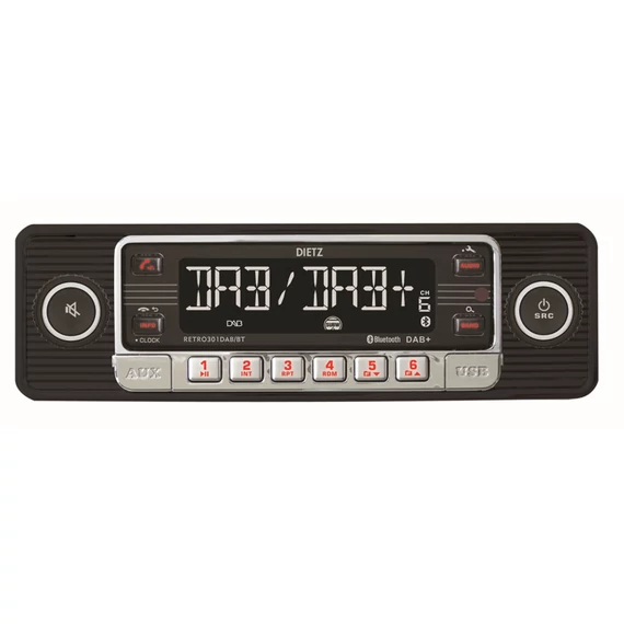 Dietz Retro 301DAB-BT autórádió DAB+ Bluetooth retro fekete króm